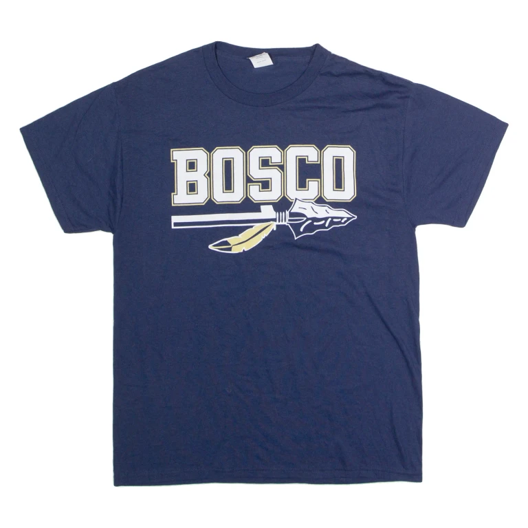 HANES Bosco Mens T-Shirt Blue USA Crew Neck M