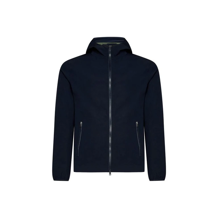Blue Elastane Shell Jacket Clothing - Men