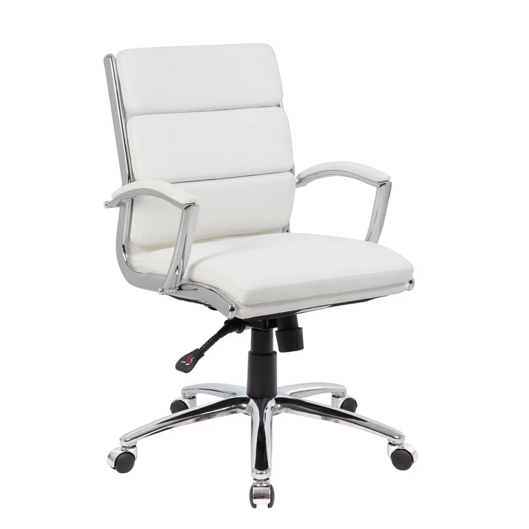 Boss White And Chrome Office Chair