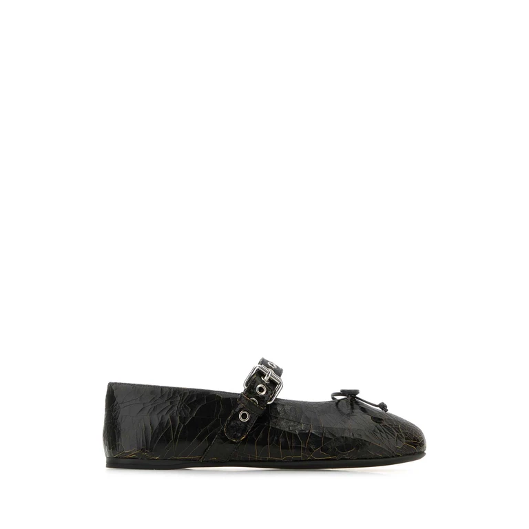 Miu Miu Black Leather Ballerinas Ebano Vitello Ballerine - Women