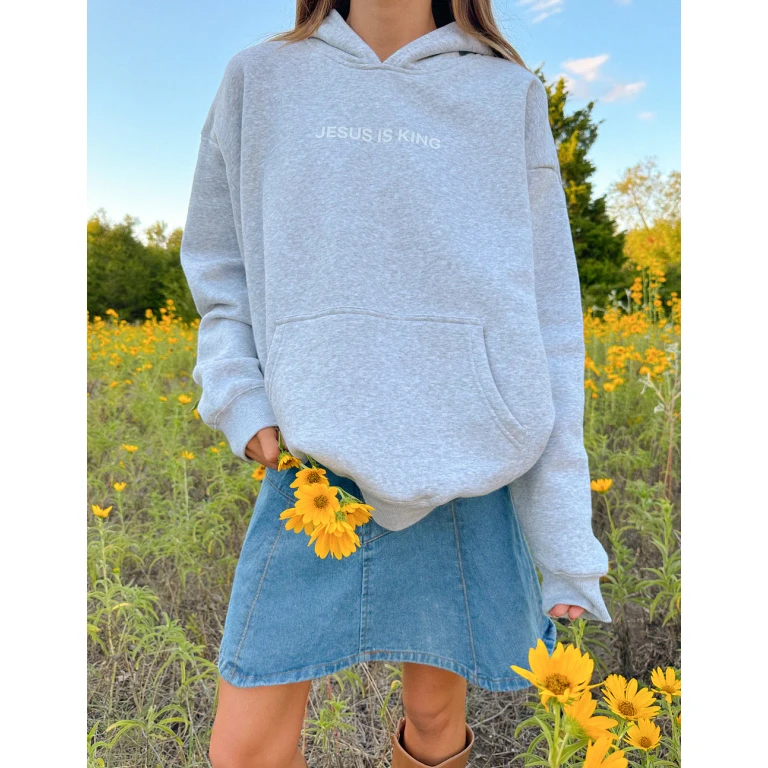 Jesus Is King Heather Grey Unisex Hoodie