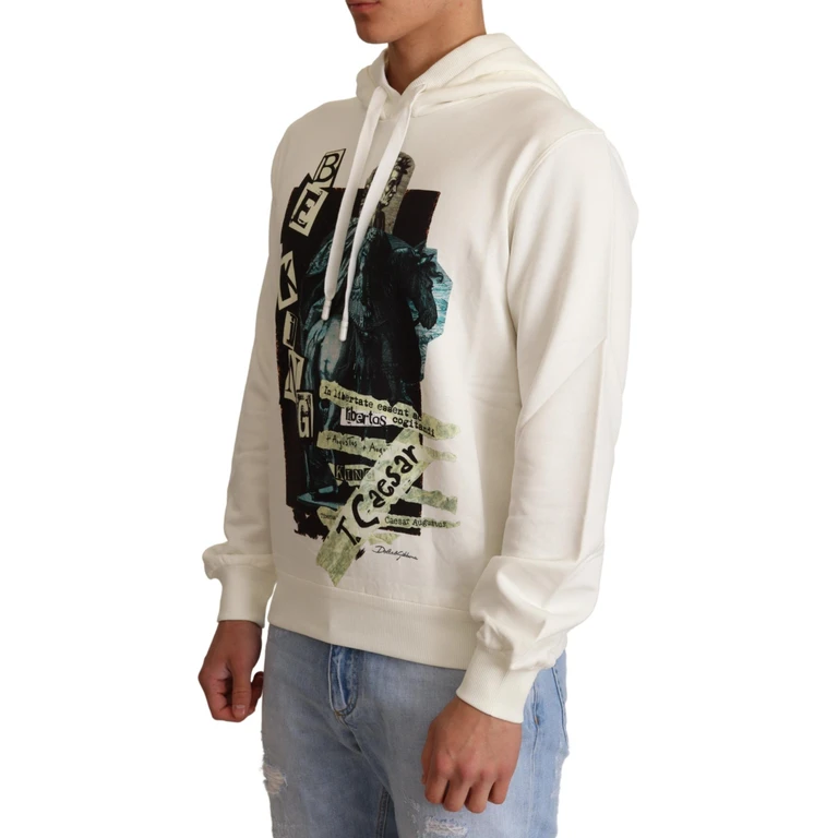 Dolce & Gabbana White King Ceasar Cotton Hooded Sweater Clothing - Men
