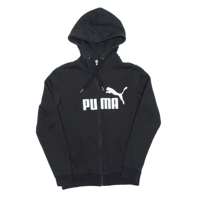 PUMA Womens Black Hoodie Full Zip UK 10