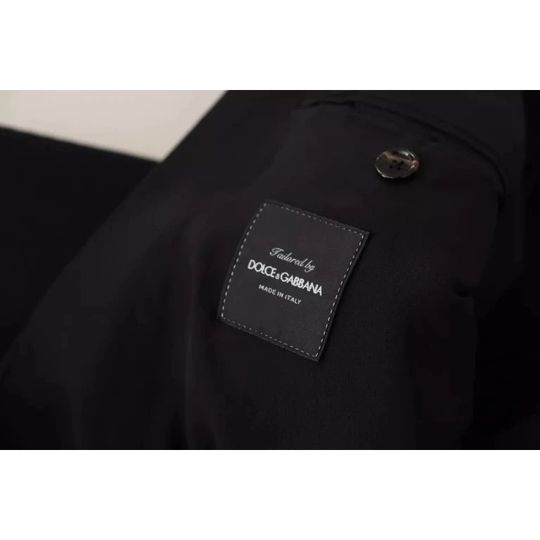 Dolce & Gabbana Black Wool Slim Fit Coat Jacket Blazer Nylon Silk Clothing - Men