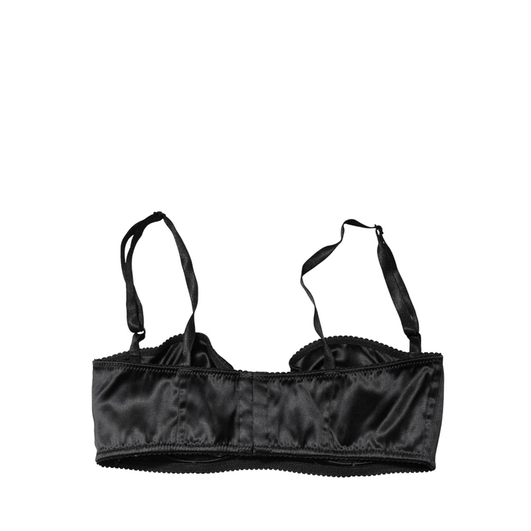Dolce & Gabbana Black Semi-Pad Underwire Balconette Bra Underwear Elastane Silk Clothing - Women