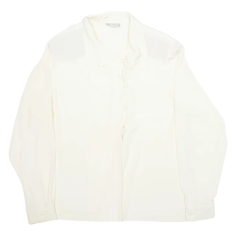 EVAN PICONE Womens Shirt Blouse Cream Collared Long Sleeve 90s L