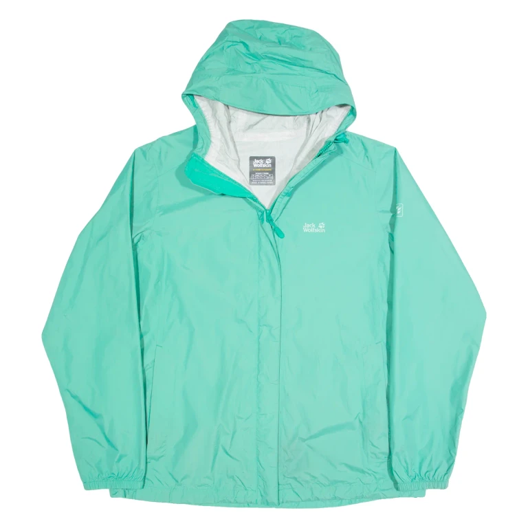 JACK WOLFSKIN Womens Rain Jacket Green Hooded UK 18