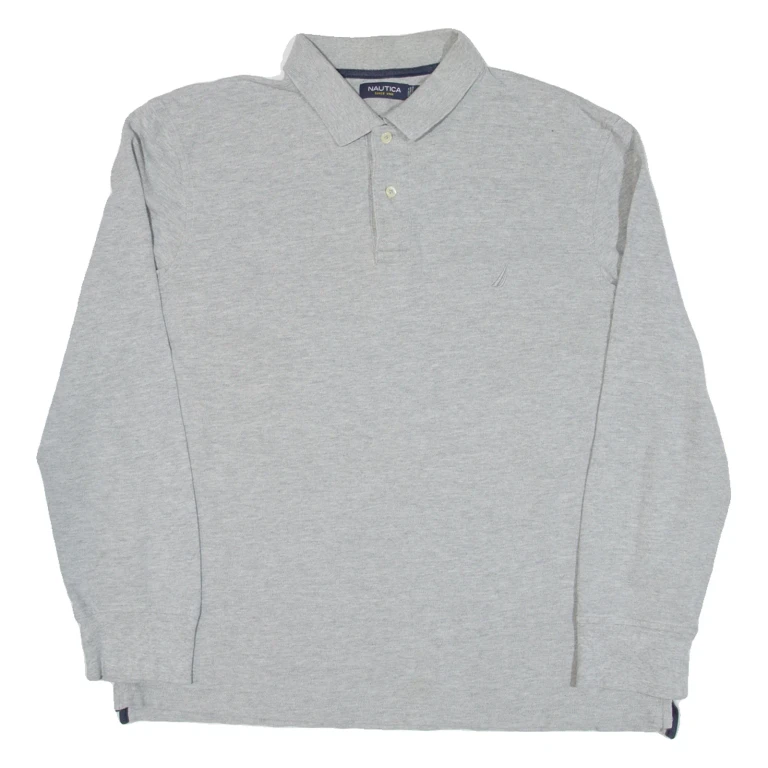 NAUTICA Mens Polo Shirt Grey Long Sleeve L