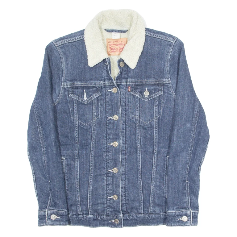 LEVI'S Womens Sherpa Lined Denim Jacket Blue S