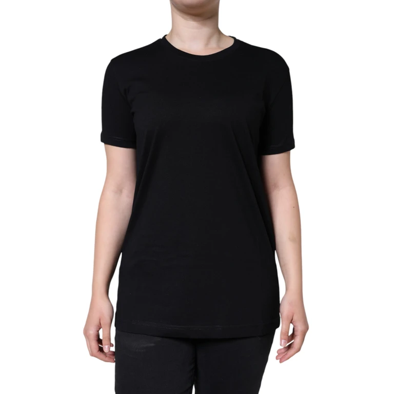 Dolce & Gabbana Black Cotton Crew Neck Short Sleeve T-Shirt - Women