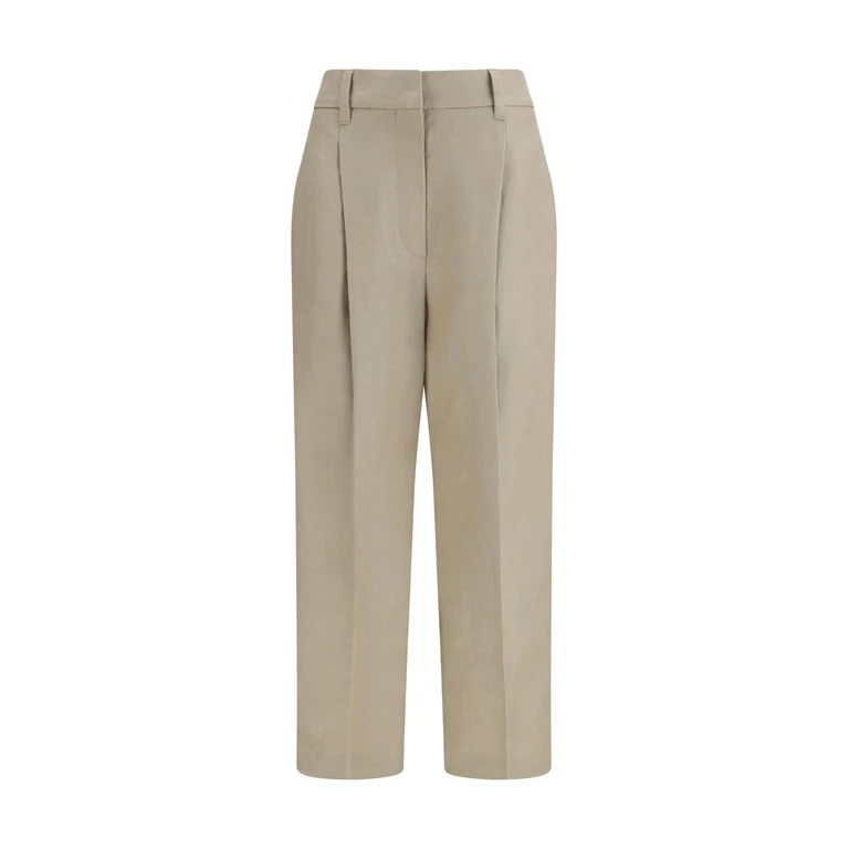 Brunello Cucinelli Beige Linen Casual Pants - Women