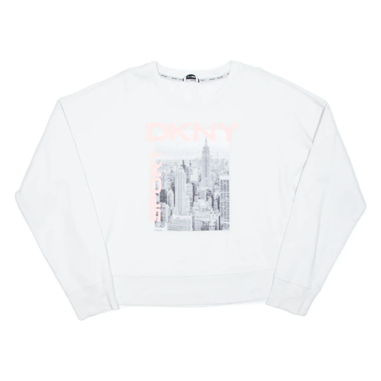 DKNY Cropped Womens Sweatshirt White XL