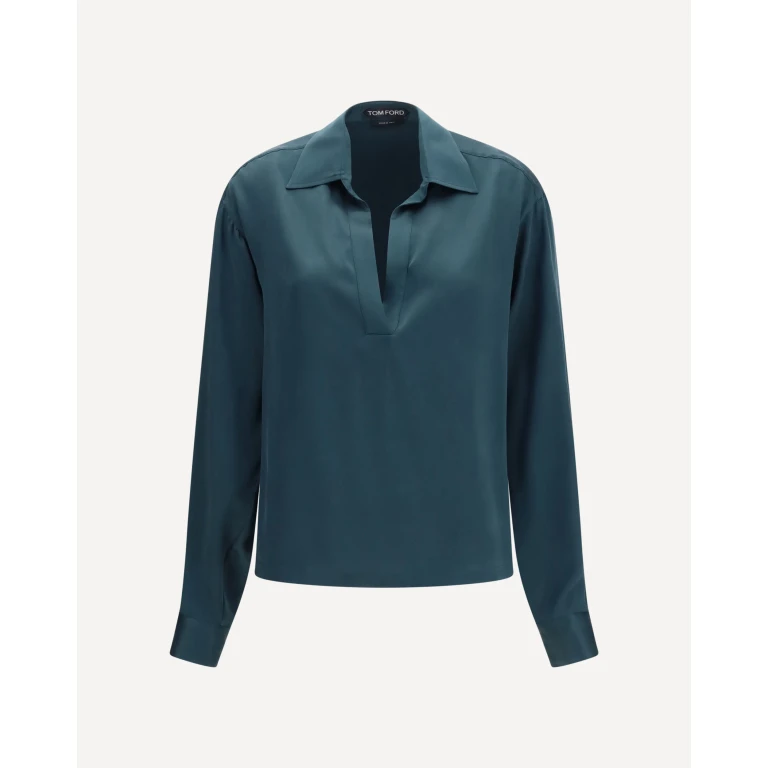 Deep V-neck silk Shirt Female 40