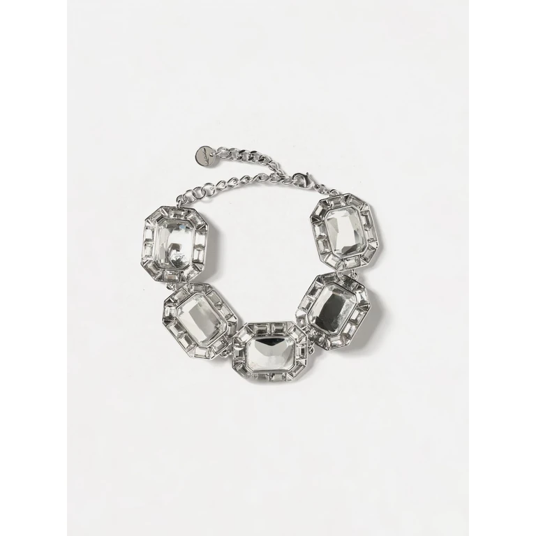 Brass Choker Necklace with Square Crystals (PF26624BSLSL)