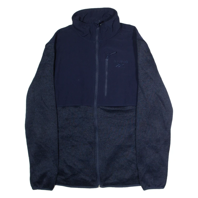REEBOK Mens Fleece Jacket Blue Knit L