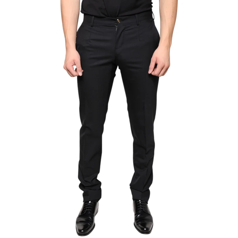 Dolce & Gabbana Black Wool Skinny Men Dress Pants Virgin - Men