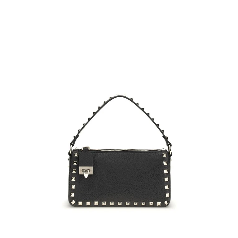Valentino Garavani Black Calf Leather Bos Taurus Shoulder Bag - Women