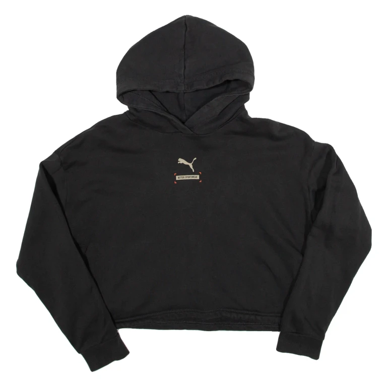 PUMA Cropped Womens Black Hoodie S