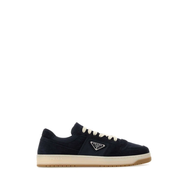 Navy Blue Canvas And Suede Downtown Sneakers Blu Vitello-poliammidericiclat - Men