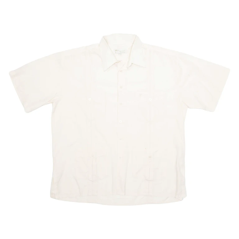 TROPICAL Mens Plain Shirt Cream XL