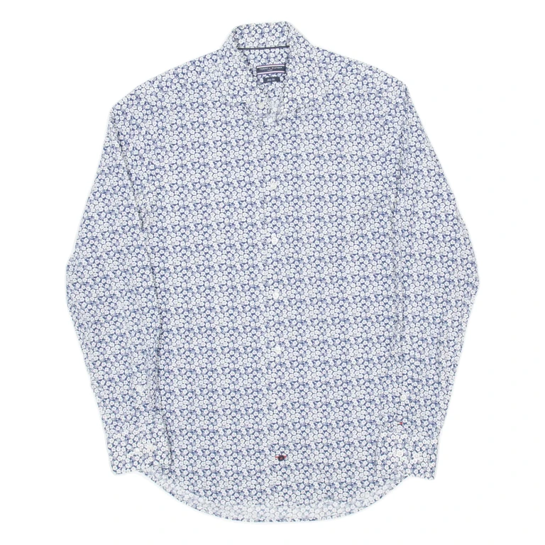 TOMMY HILFIGER Slim Fit Mens Shirt Blue Floral Long Sleeve S