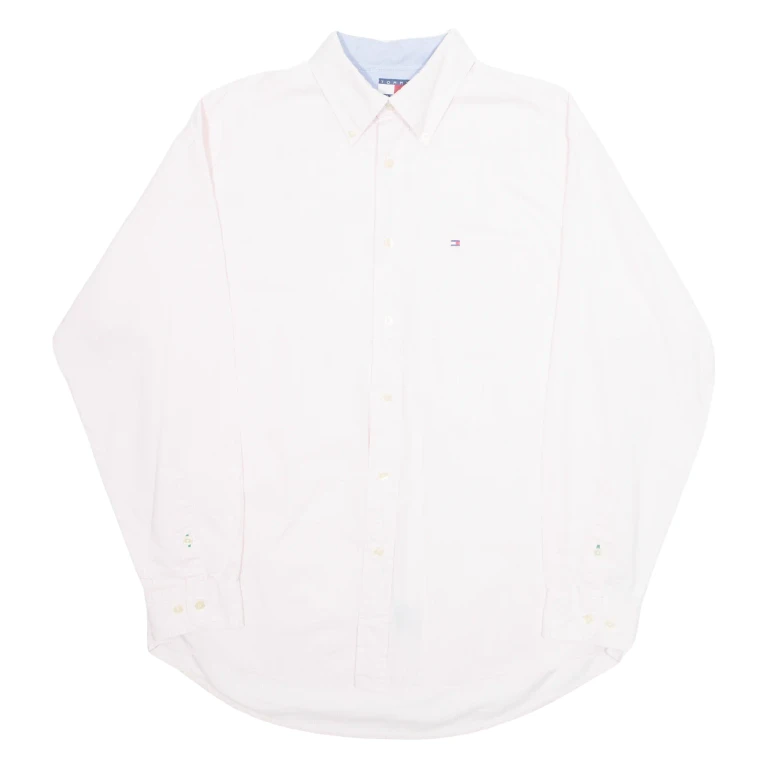 TOMMY HILFIGER Mens Shirt Pink Gingham Long Sleeve M
