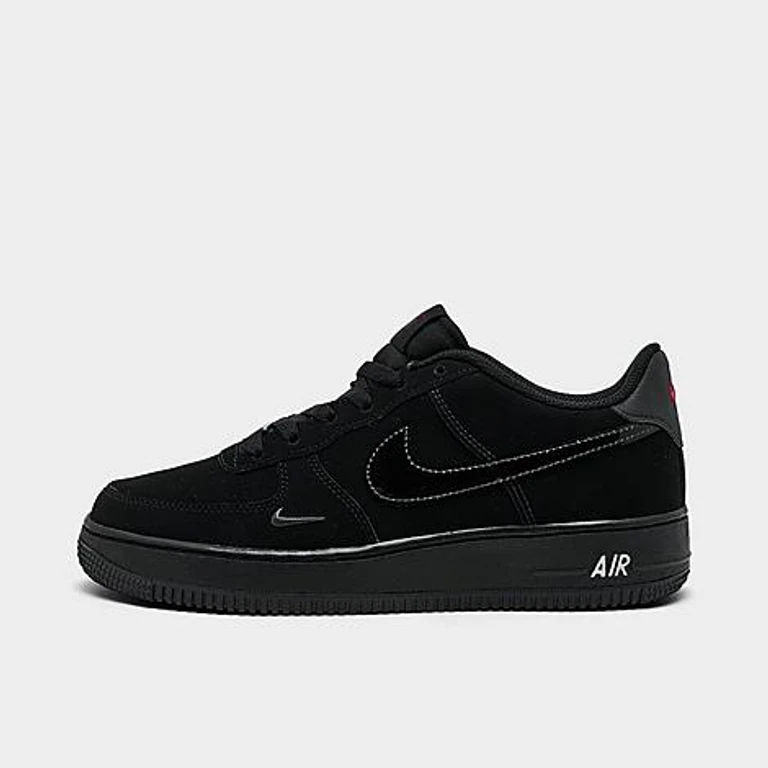 Nike Big Kids Air Force 1 Low Casual Shoes in Black/Dark Smoke Size: 3.5