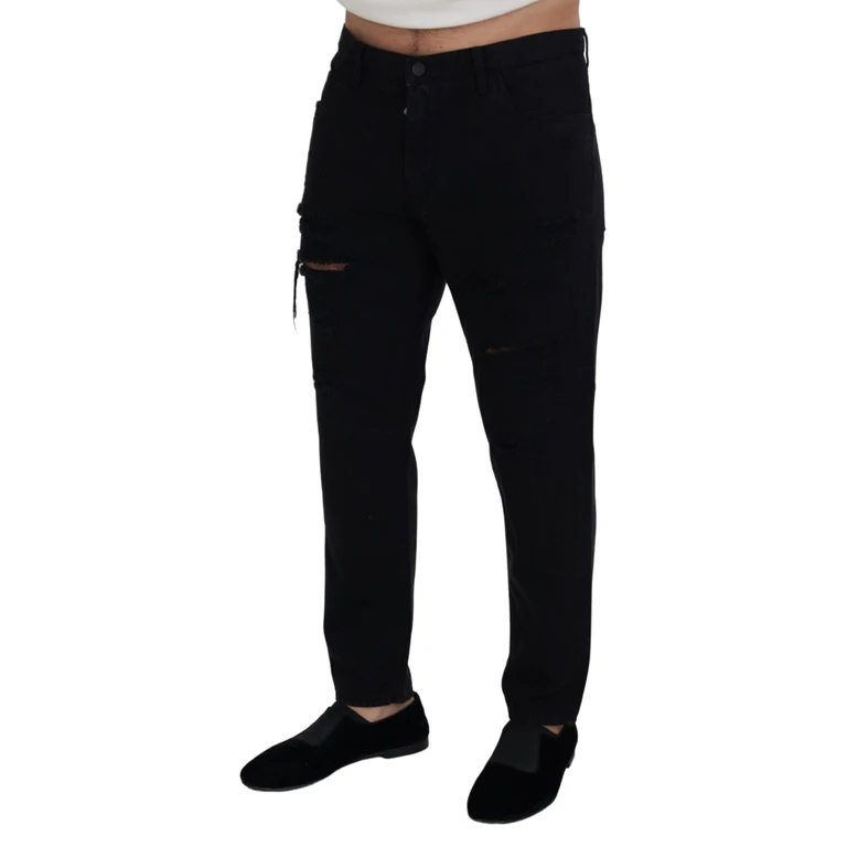 Dolce & Gabbana Black Loose Regular Torn Cotton Jeans Clothing - Men