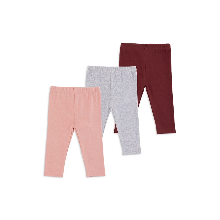 Girls' Knit Cotton Leggings, 3 Pack - Baby