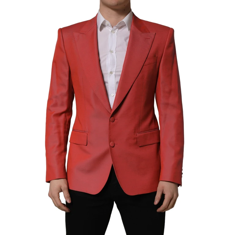 Dolce & Gabbana Red Wool Single Breasted Men Blazer Jacket Virgin Polyester Clothing - Men