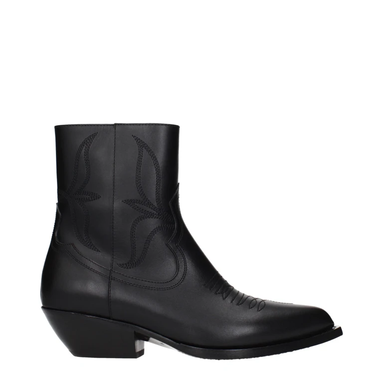 Celine Black Leather Ankle Boots - Women