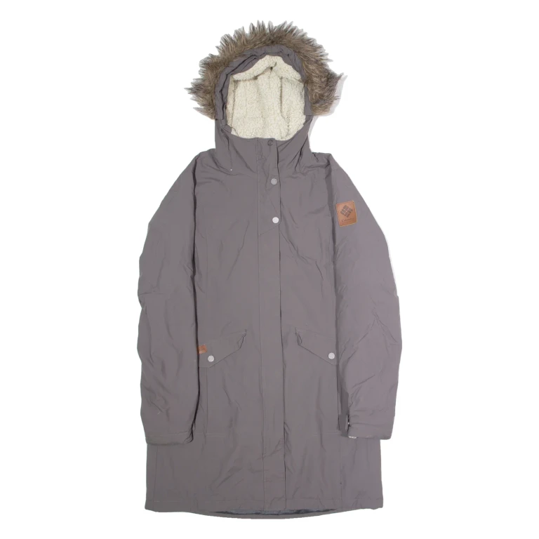 COLUMBIA Womens Parka Coat Grey Nylon Hooded M