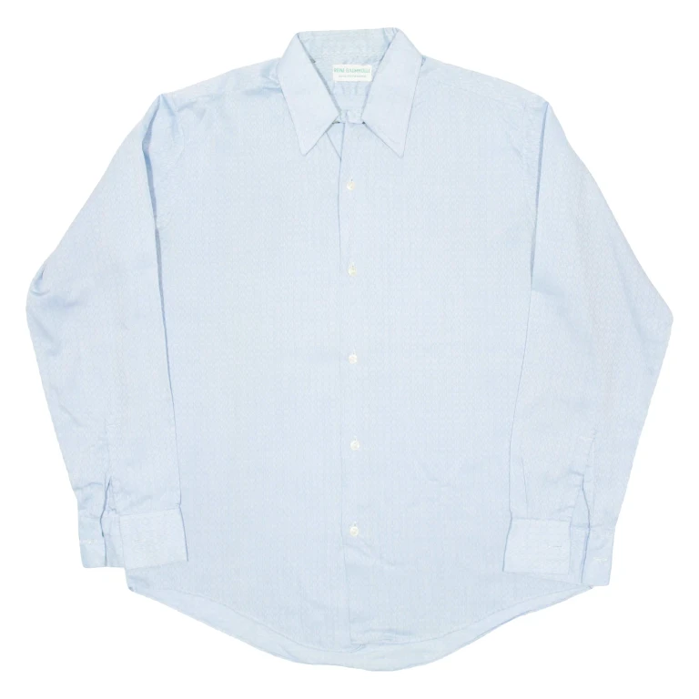 Mens Plain Shirt Blue Long Sleeve M