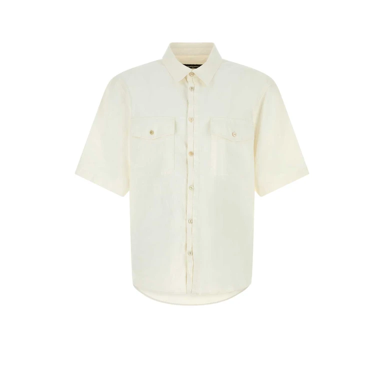Dsquared2 White Linen Shirt Exterior: Camicie - Men