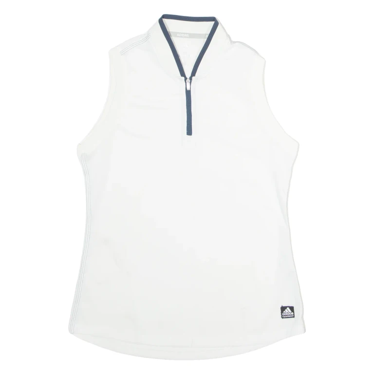 ADIDAS Golf Womens Jersey White Sleeveless 1/4 Zip M