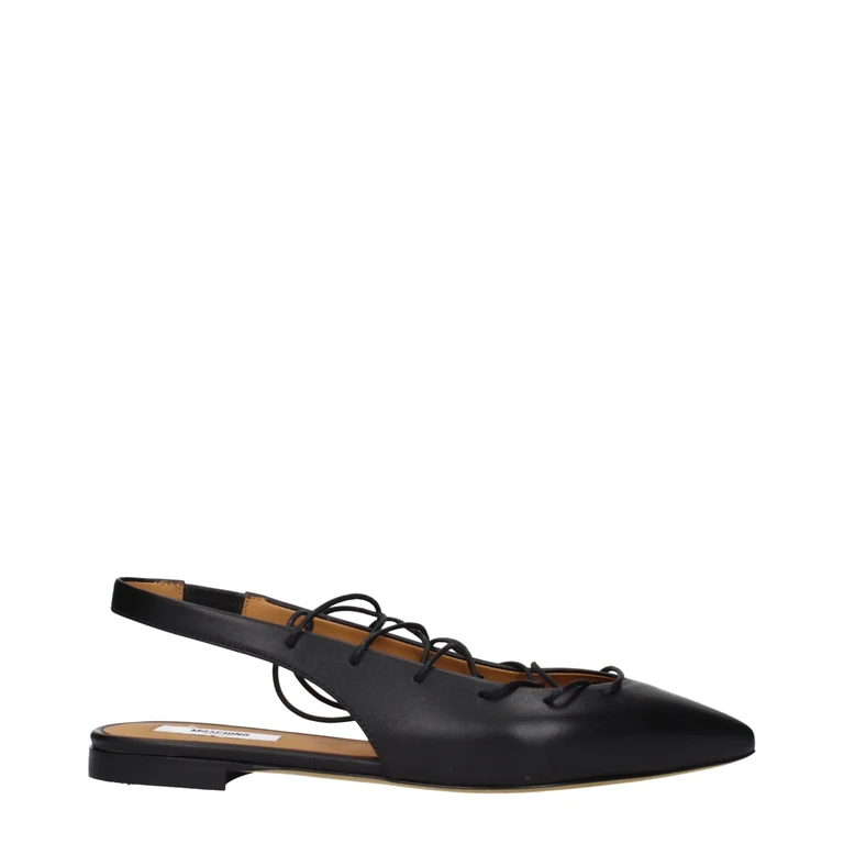 Black Leather Flats - Women