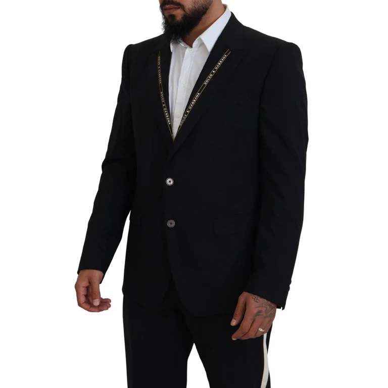 Dolce & Gabbana Black Wool Stretch Slim Fit Jacket Blazer Clothing - Men