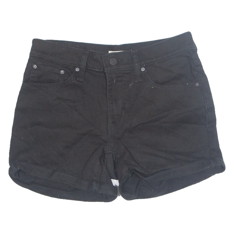 LEVI'S Turn Up Womens Denim Shorts Black Relaxed S W28