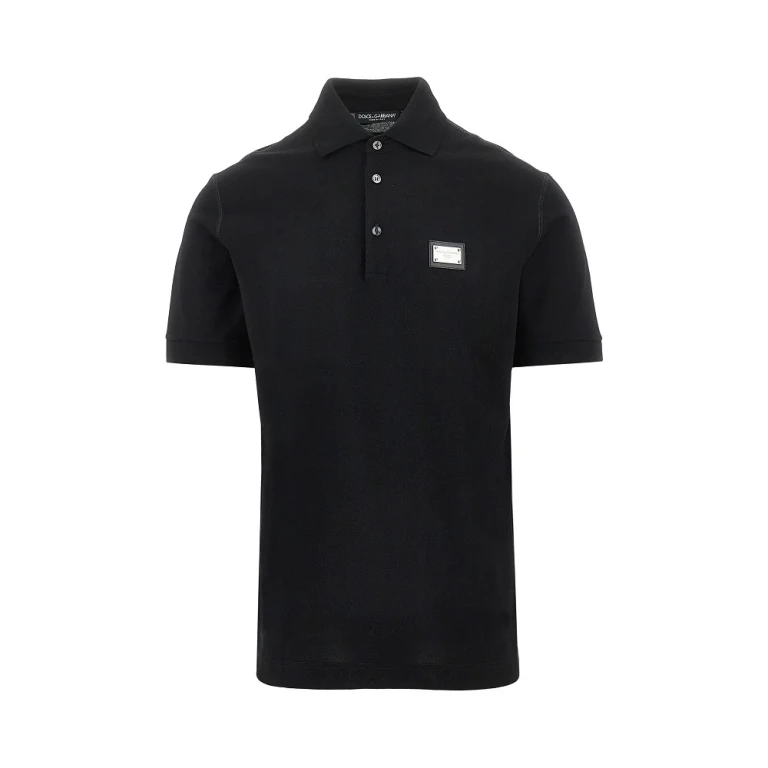 Polo de piqué Dolce & Gabbana com placa de logótipo