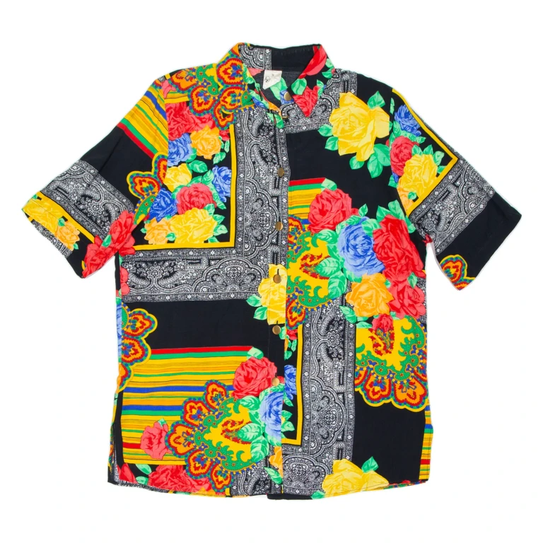 Womens Shirt Black Crazy Pattern M