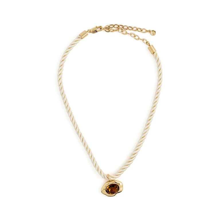 Molten Pendant Rope Necklace Smokey Quartz And Cream One Size
