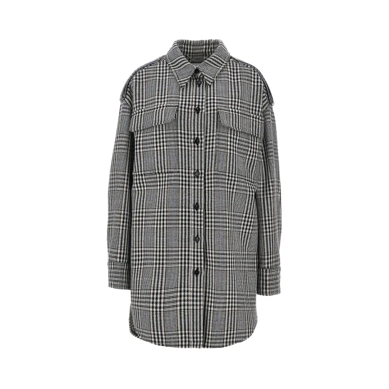 Prince of Wales wool overshirt Woman 40