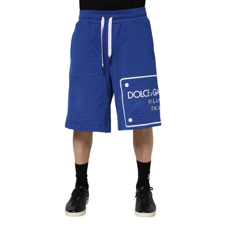 Dolce & Gabbana Blue Logo Cotton Bermuda Sweatshorts Shorts - Men