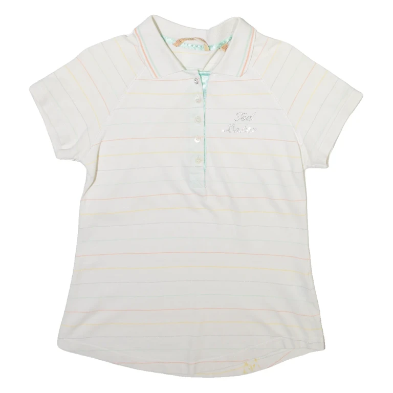 TED BAKER Womens Polo Shirt White Striped M