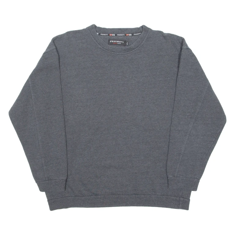PRIORITY Mens Sweatshirt Grey Crew Neck L