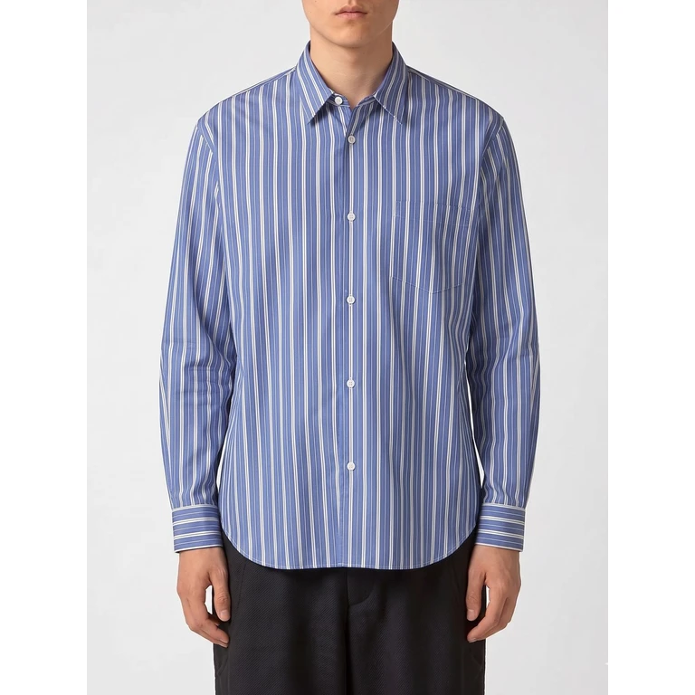 Relaxed Fit Patchwork Cotton Shirt with Spread Collar (WQB0231)