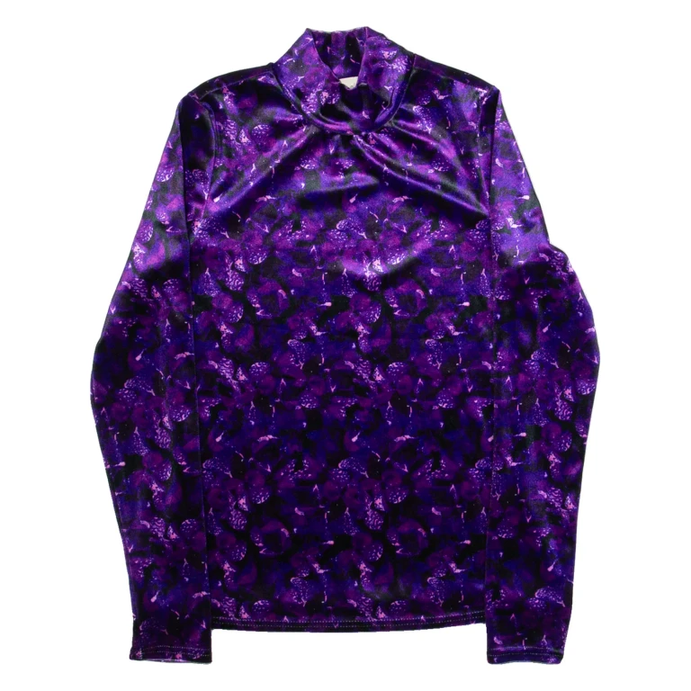 COAST Womens Printed Top Purple High Neck Long Sleeve UK 8