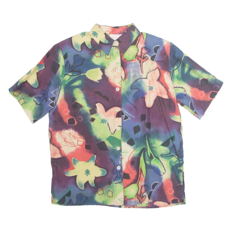 CITYLIFE Womens Printed Shirt Purple Collared Silk Floral S