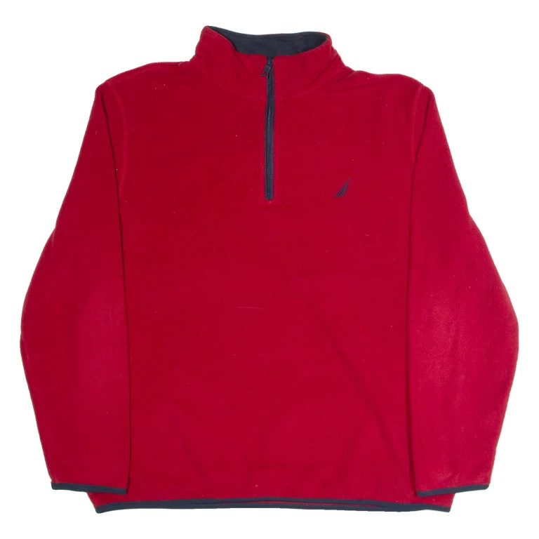 NAUTICA Mens Fleece Red 1/4 Zip XL