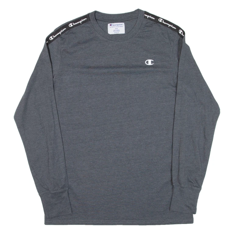 CHAMPION Mens T-Shirt Grey Long Sleeve M